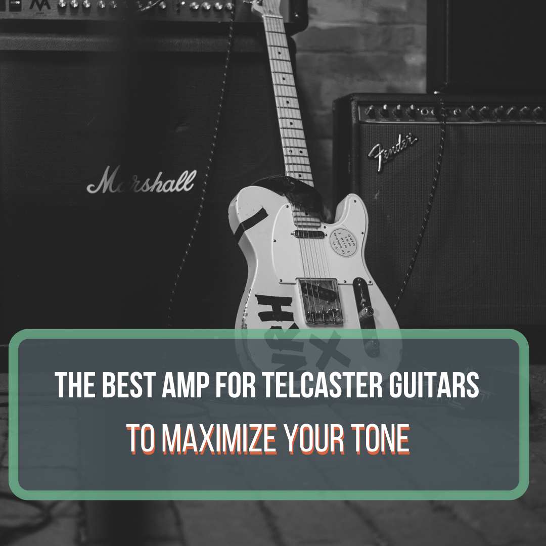 This picture is in black and white. There is a Fender Telecaster Guitar leaning up against a Marshall half stack that is placed next to a Fender combo amp. This is a featured image for the roundup review article "The Best Amps for Telecaster Guitars"