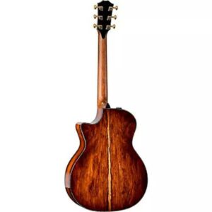 A product photo of an acoustic guitar. This guitar is a Taylor that has a Honduran Rosewood back.