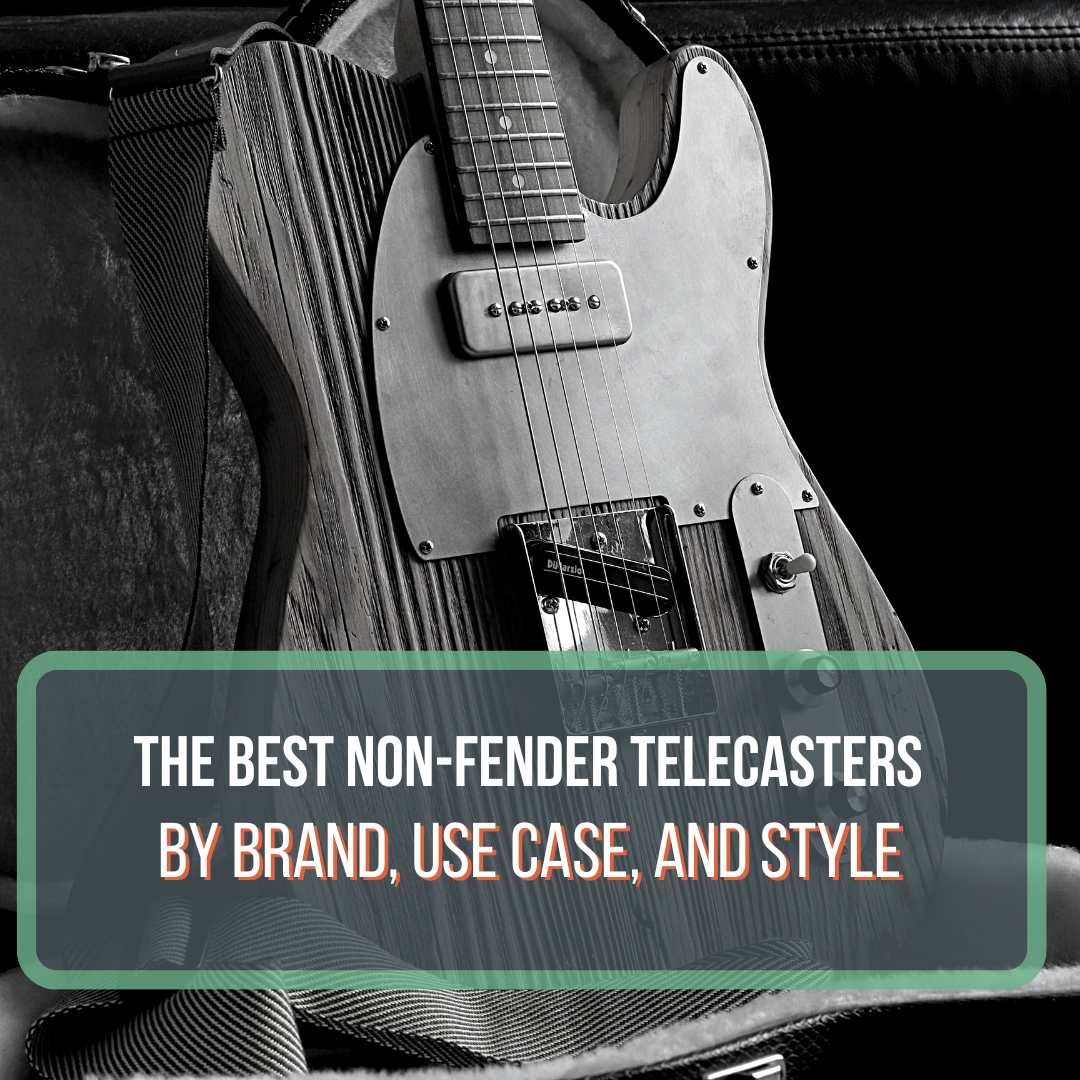 This is a picture of a telecaster-style guitar with a P90 neck pickup and single-coil bridge pickup. This image is in black and white and is a featured blog post image for the article, "The Best Non-Fender Telecasters."