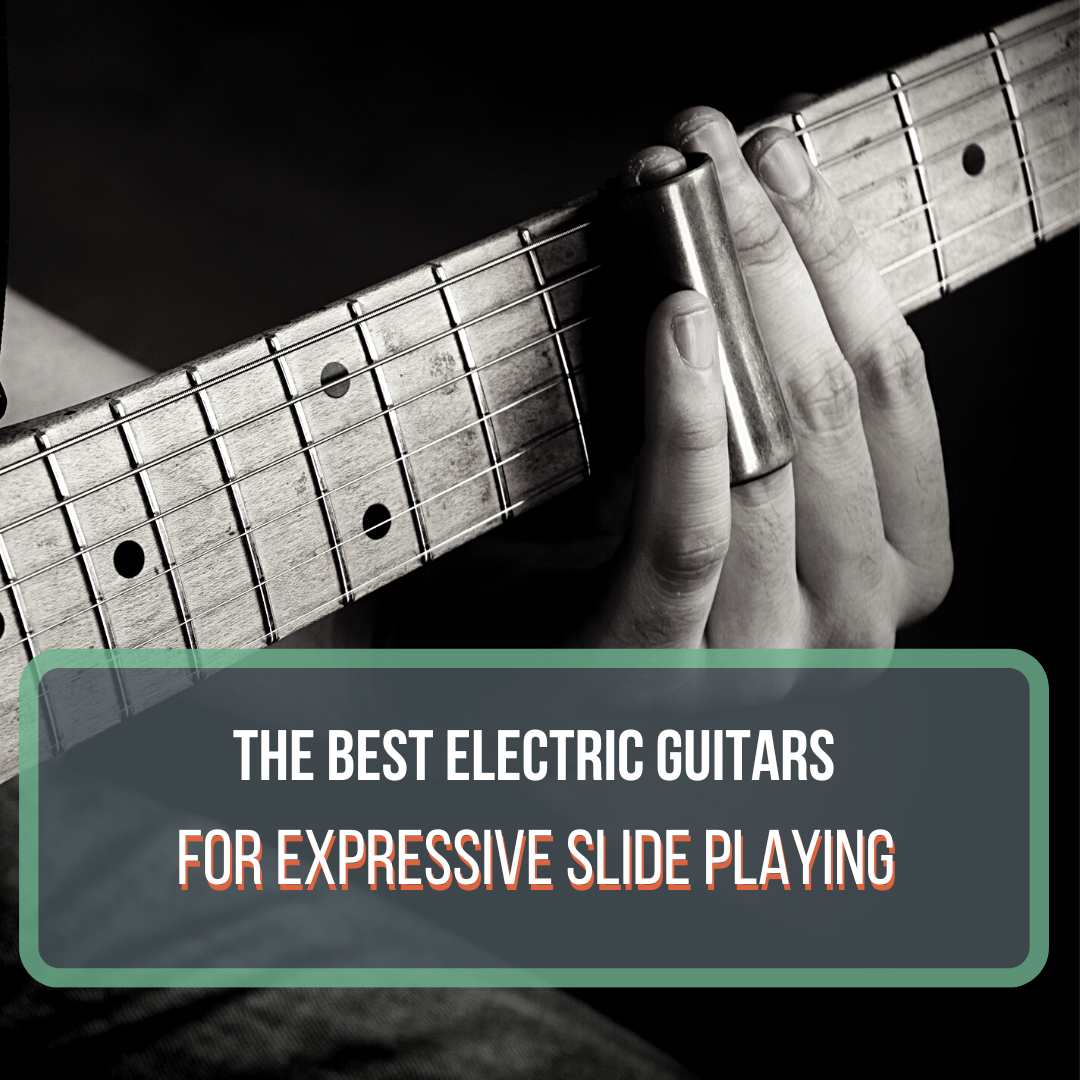 This is a black and white image of a Fender Telecaster neck with the fretting hand playing slide guitar. This is a featured image for the blog post "The Best Electric Guitars for Slide Playing."