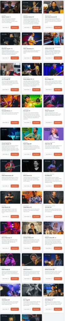 This is a list of the musicians and services available on the booking page of Musiversal. 